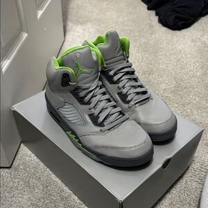 Air Jordan Retro 5 Silver/Green Bean-FLINT GREY
